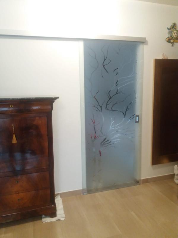 Vetrata scorrevole o porta interna in vetro - Vetreria Allais Torino