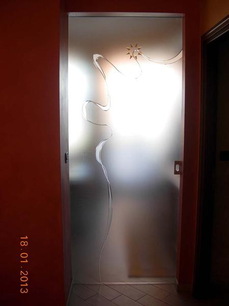 Vetrata scorrevole o porta interna in vetro - Vetreria Allais Torino