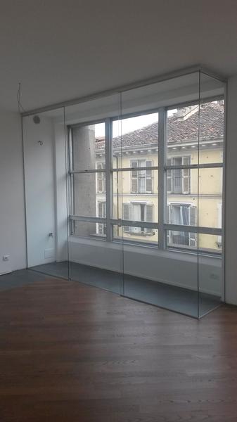 Vetrata scorrevole o porta interna in vetro - Vetreria Allais Torino