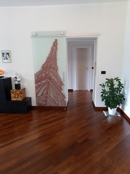 Vetrata scorrevole o porta interna in vetro - Vetreria Allais Torino