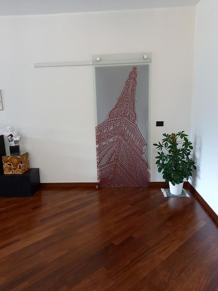 Vetrata scorrevole o porta interna in vetro - Vetreria Allais Torino