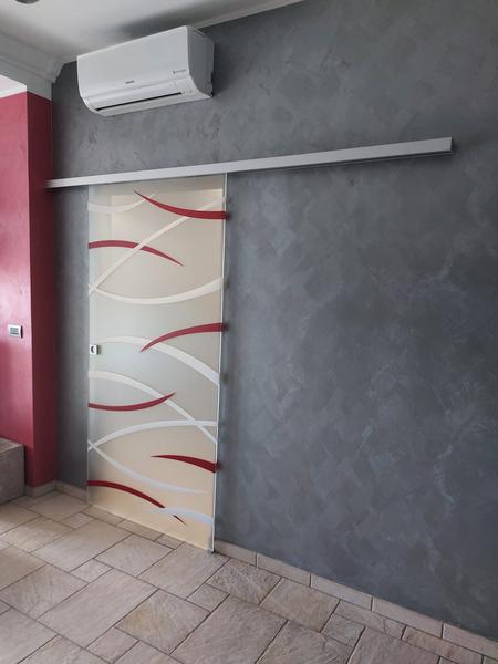 Vetrata scorrevole o porta interna in vetro - Vetreria Allais Torino