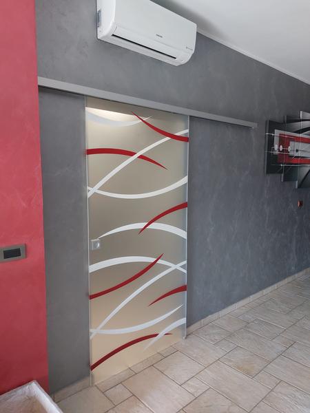 Vetrata scorrevole o porta interna in vetro - Vetreria Allais Torino